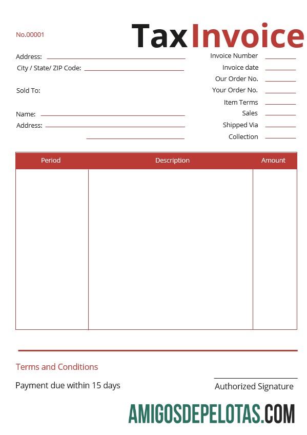 em branco Modelo de fatura fiscal comercial